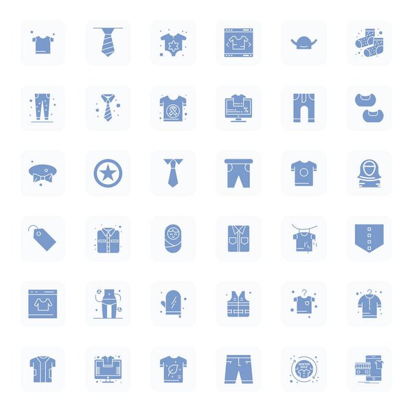 Точное проектирование 36 Заполненных векторных значков для одежды, разработанных на 64 х 64 дисплее Идеальное разрешение для исключительной четкости и масштабируемости.