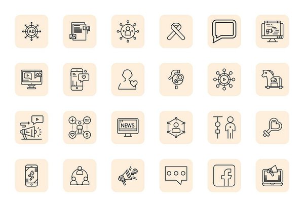 Продвинутая коллекция из 24 векторов PIXEL Perfect, вдохновленных Social, выполнена в ярком Bold Outline с 256x256 пикселей для превосходной визуальной производительности.