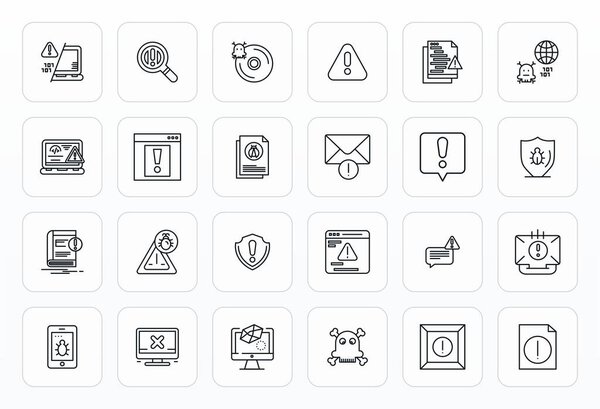 High-performance collection of 24 Bold Line vector icons for System Error, engineered with High Resolution Pixel Optimized resolution for optimal user interface design.