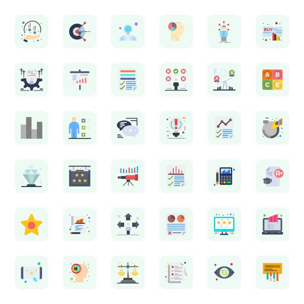 Динамический набор из 36 векторных значков в Flat, специально разработанный для оценки с 128x128 Grid Подходит для цифровых продуктов.