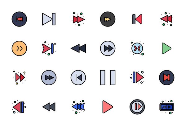 Оптимизированный набор из 24 векторных значков для Skip in Line Filled эстетических, с разрешением 64x64.