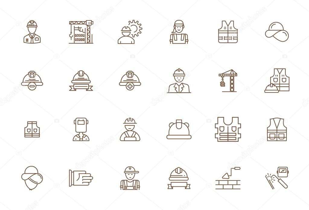 Ultimate collection of 24 vector icons representing Construction Worker in Bold Line aesthetic, optimized with 256x256 Display Perfect resolution for maximum impact.