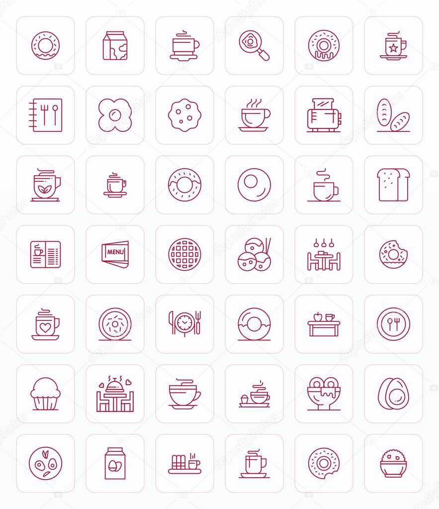 Unlock 42 Bold Line Detail Enhanced vector icons inspired by Breakfast, optimized in 64x64 format for flawless display across all devices.