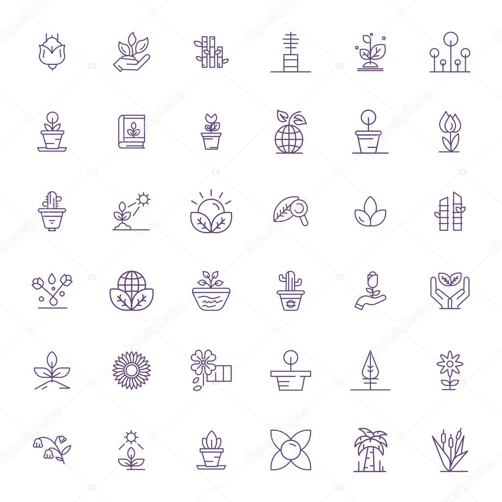 Transform your designs with 36 Bold Line vector icons themed around Flora, engineered in 256x256 Editable resolution for maximum clarity.
