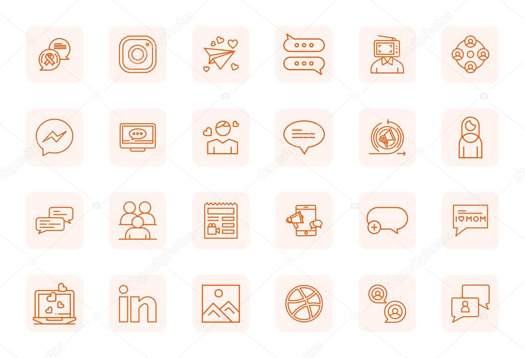 Beautifully rendered 24 Regular Bold Outline Pixel Aligned vector icons for Social Media, created at Retina Ready resolution for stunning visual consistency across platforms.
