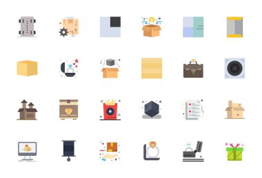 Üst düzey görsel etki için yüksek çözünürlüklü ızgara çözünürlükte özenle hazırlanmış 24 Düz vektör simgesinden oluşan kaliteli bir koleksiyon..