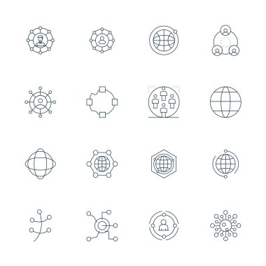İletişim Ağı etrafında temalı 16 İnce Satır vektör simgesi ile projelerinizi geliştirin, 256x256 Temiz ve profesyonel tasarımlar için mükemmel çözünürlüğü görüntüleyin.