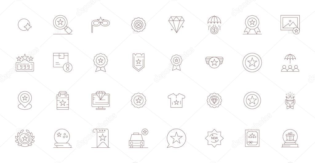 Comprehensive bundle featuring 32 vector icons in Thin Line design for Premium, delivered in crisp 256x256 Display Perfect quality.