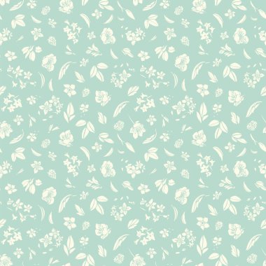 El çizimi yaban çiçeği dokusu deseni. Kusursuz Vektör Tekrarlama Arkaplanı.