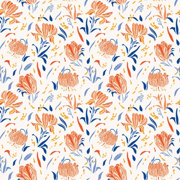 Ботаніка Лінокут Baroque Flower Pattern. Безшовний вектор фону. — стоковий вектор