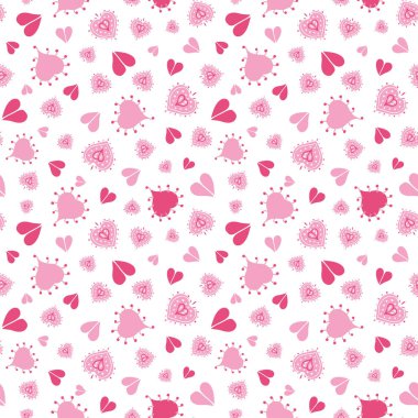 Doodle Heart Şekli Şekli Kusursuz Vektör Tekrarlama Arkaplanı