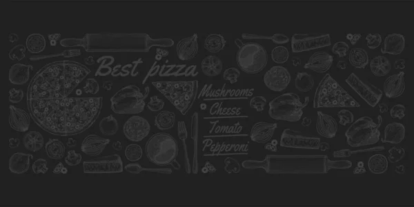 Dibujo Rebanada Pizza Vectorial Ilustración Pizza Dibujada Mano Ideal Para — Vector de stock