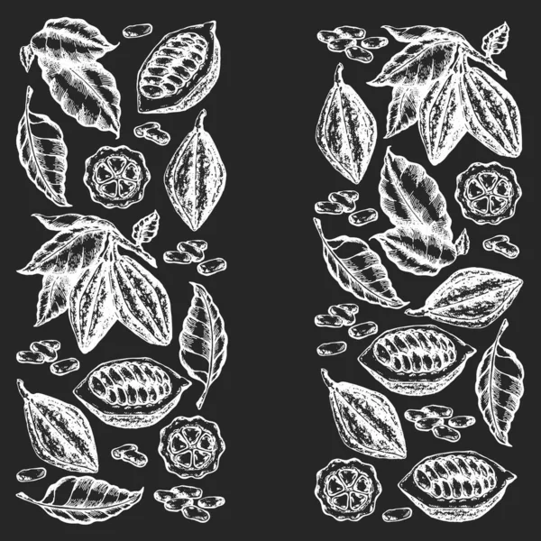 Monochrome Cocoa Beans Illustration Engraved Style Illustration Chocolate Cocoa Beans — Διανυσματικό Αρχείο