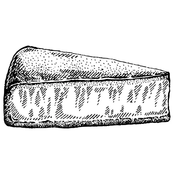 Bolo de queijo isolado sobre fundo branco. Ilustração vetorial desenhada à mão. Estilo retrô. — Vetor de Stock