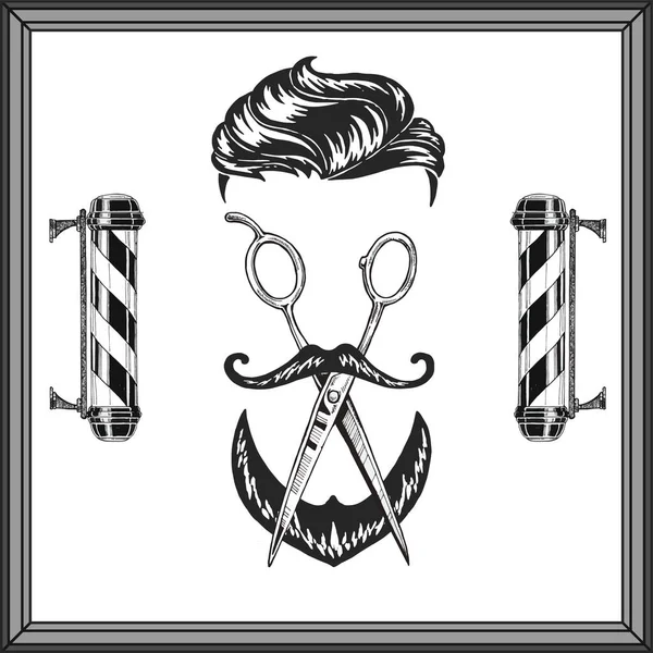 古色古香，嬉皮士头骨理发店的古老风格标志，载体. — 图库矢量图片