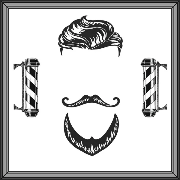 Vintage, hipster cráneo barbería logotipo en el estilo antiguo, vector. — Vector de stock