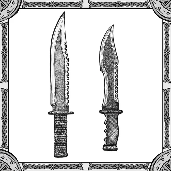 Векторная иллюстрация военный штык, икона тактического ножа, армейская техника и оружие. — стоковый вектор