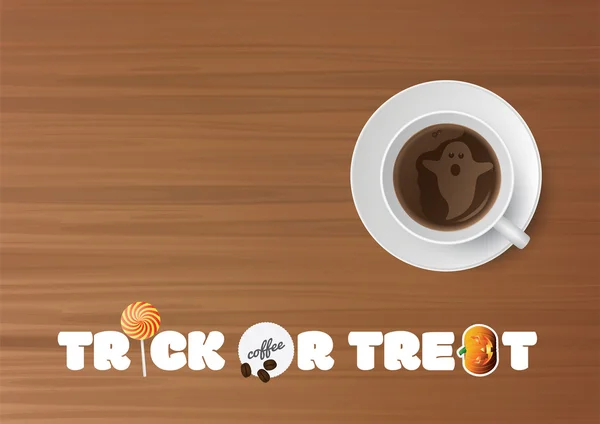 Halloween - Truco o trato, taza de café — Vector de stock