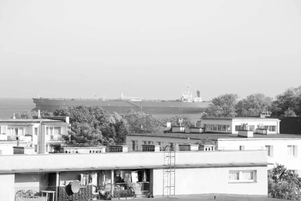 Schip Ingang Naar Haven Gdansk Brzezno Polen — Stockfoto