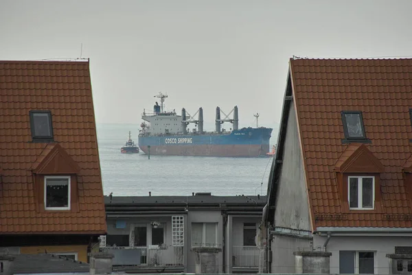 Por Mañana Nave Mar Báltico Golfo Gdansk — Foto de Stock