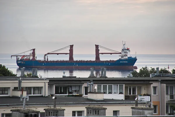Morgenochtend Het Schip Oostzee Golf Van Gdansk Schip Ingang Naar — Stockfoto