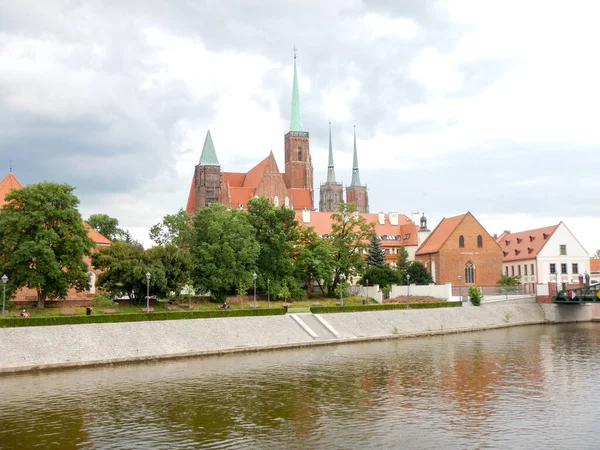 Výhled Památky Kostely Ostrow Tumski Katolická Katedrála Jana Ostrow Tumski — Stock fotografie