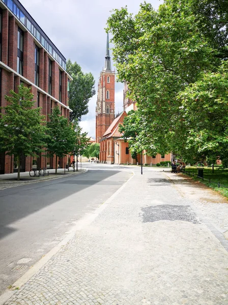 Widok Zabytki Kościoły Ostrowie Tumskim Katedra Jana Ostrowie Tumskim Wrocław — Zdjęcie stockowe