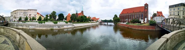 Panoramik Manzara Ostrow Tumski Polonya Kiliseleri — Stok fotoğraf