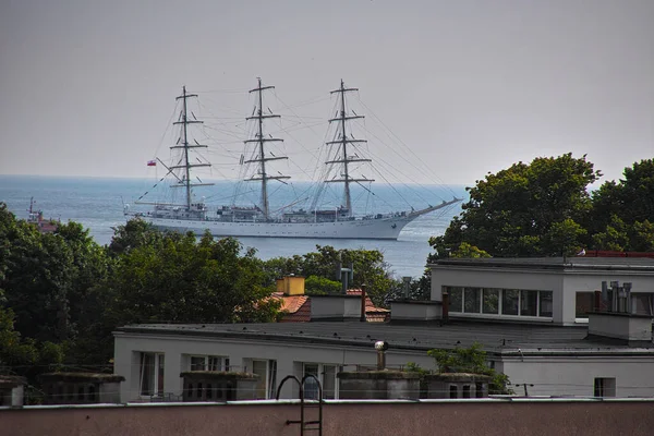 Manhã Veleiro Mar Báltico Golfo Gdansk — Fotografia de Stock