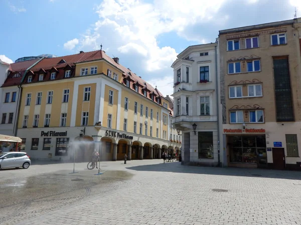 Ancienne Place Marché Zielona Gora Bel Exemple Architecture — Photo