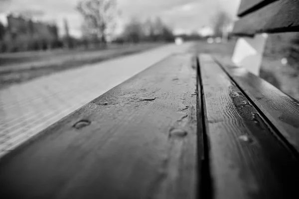 Le banc en noir et blanc . — Photo