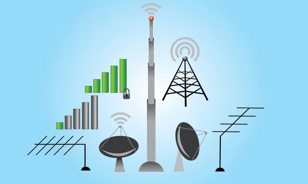 Antennen eingestellt und Wifi-Signale — Stockvektor