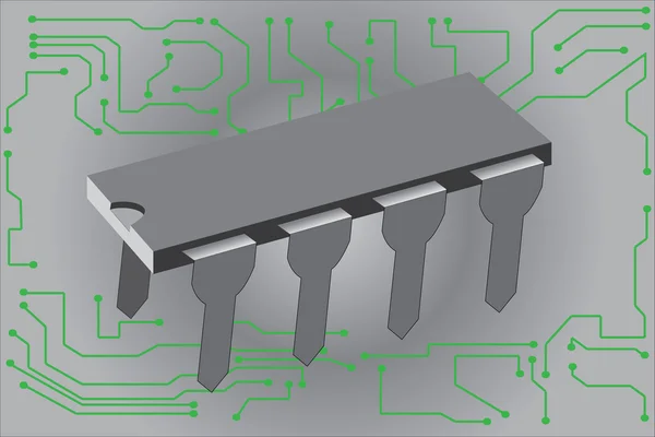 プリント基板上の集積回路 — ストックベクタ