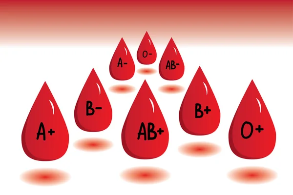 Donación de sangre, ilustrada con gotas de sangre — Archivo Imágenes Vectoriales