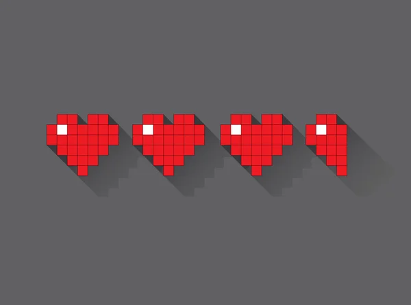 Corazones de los juegos retro — Vector de stock