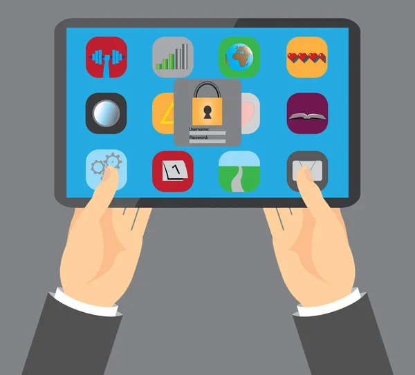 Kutsal kişilerin resmi ile güvenlik ile tablet 