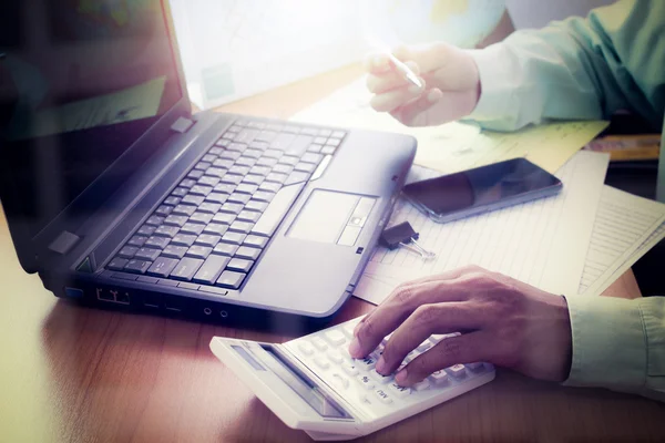 Hands of a business man working in office — Stock Photo, Image