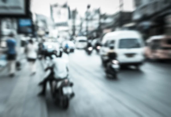 Blurred vehicle and motorcycle moving on the road — Stock Photo, Image
