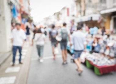 Phuket kent Caddesi üzerinde bulanık insanlar