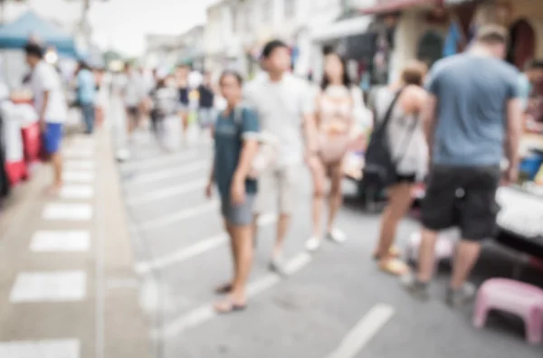 Blurred people walking on the street in phuket old town — Stock Photo, Image