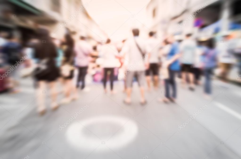 Blurred crowd of people on the street 