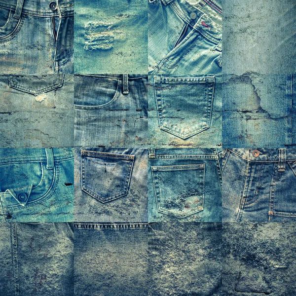 Collage set of jeans background — Stock Photo, Image