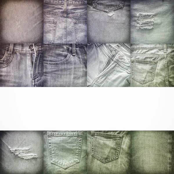 Collage set di jeans sfondo — Foto Stock