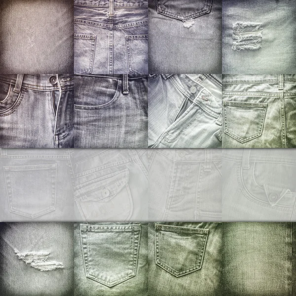 Колаж набір джинсового фону з порожнім текстом — стокове фото