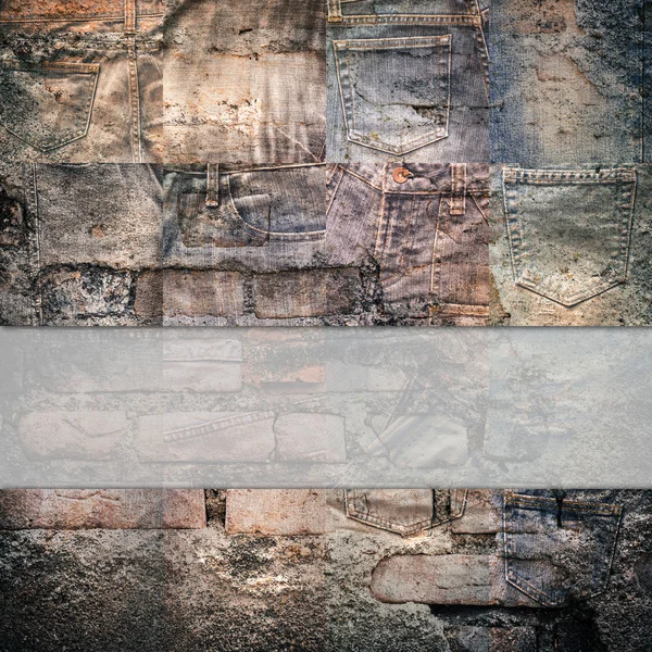 Collage set of jeans rotten background — Stock Photo, Image