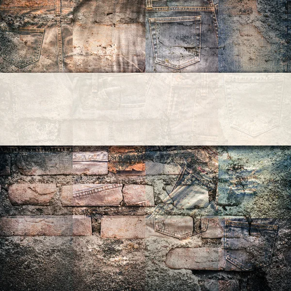 Collage set of jeans rotten background — Stock Photo, Image