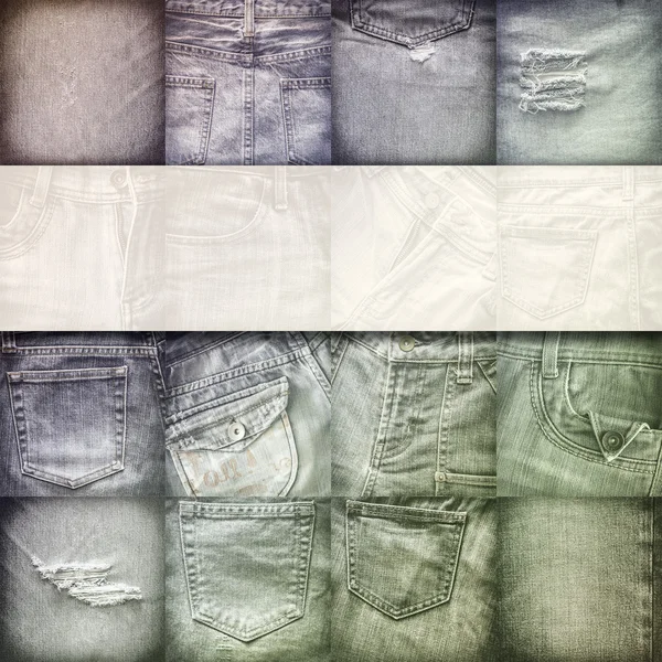 Ensemble de collage de fond de jeans avec blanc pour le texte — Photo