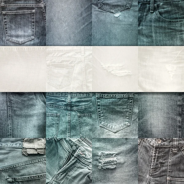 Collage set van jeans achtergrond met leeg voor tekst — Stockfoto