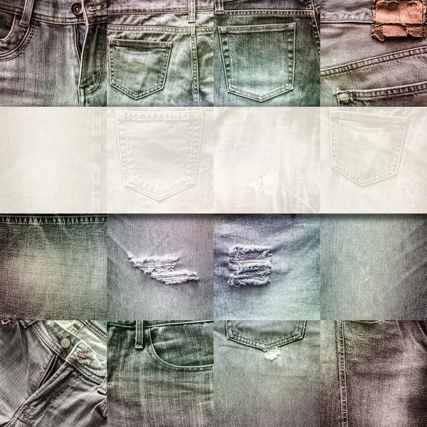 Collage set van jeans achtergrond met leeg voor tekst — Stockfoto