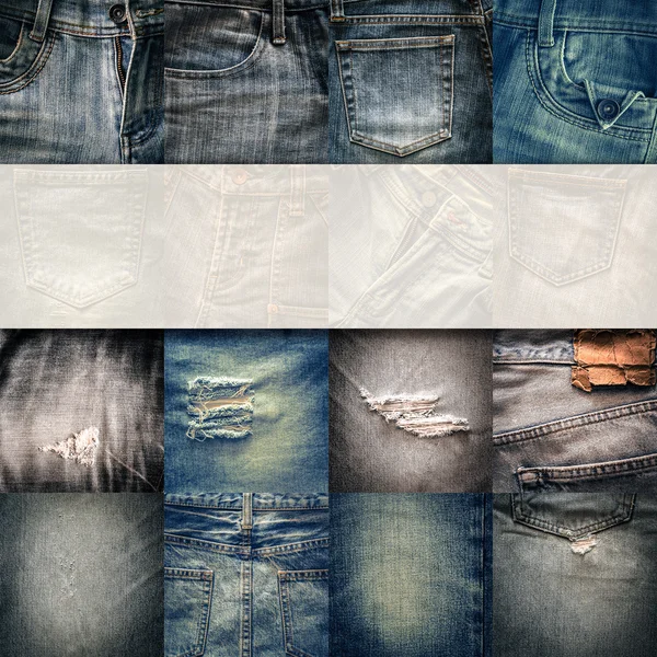 Collage set van jeans achtergrond met leeg voor tekst — Stockfoto